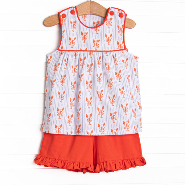 Coastal Catch Ruffle Short Set, Red