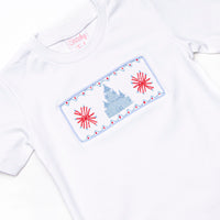 Firework Finale Smocked Short Set, Blue