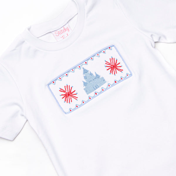 Firework Finale Smocked Short Set, Blue