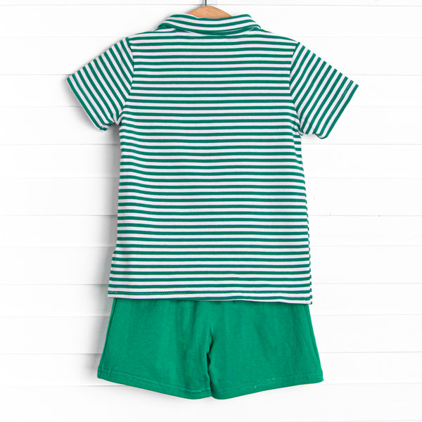 Wesley Short Set, Forest Green Stripe