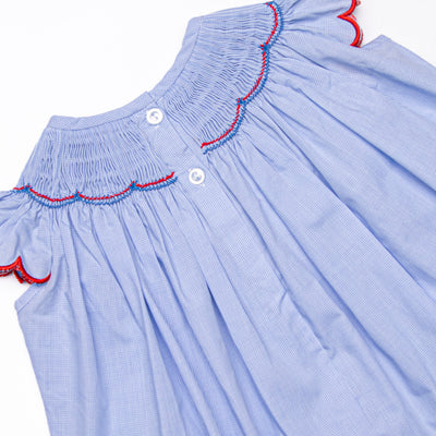 Prideful Banner Smocked Ruffle Short Set, Blue