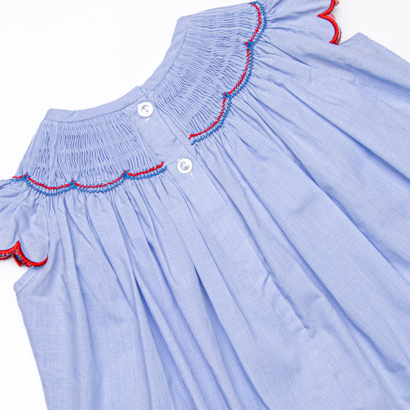 Prideful Banner Smocked Ruffle Short Set, Blue