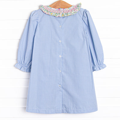 Frightening Florals Applique Dress, Blue