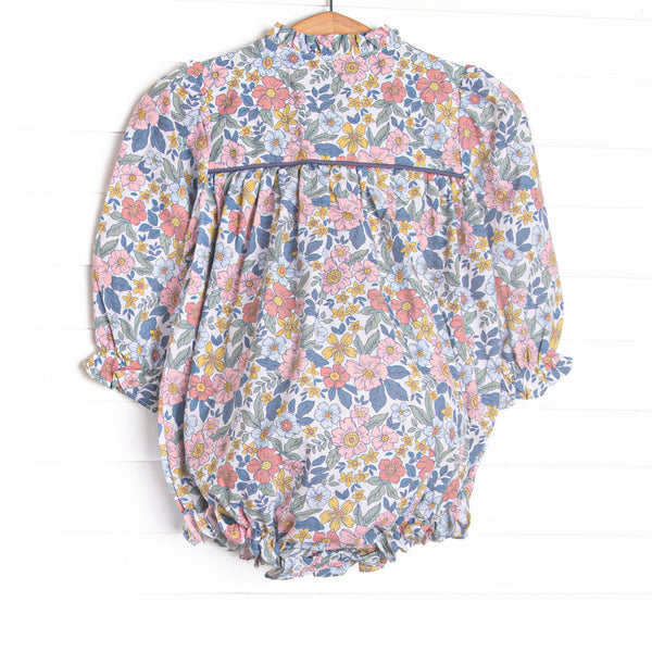Bleu: Ellis Smocked Long Sleeve Bubble, Navy Floral
