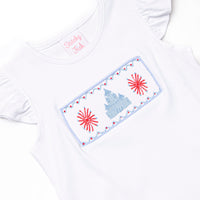 Firework Finale Smocked Ruffle Short Set, Blue