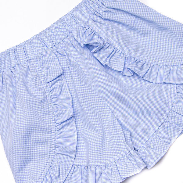 Firework Finale Smocked Ruffle Short Set, Blue