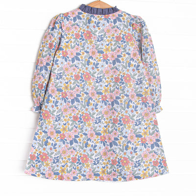Bleu: Ellis Scalloped Long Sleeve Dress, Navy Floral