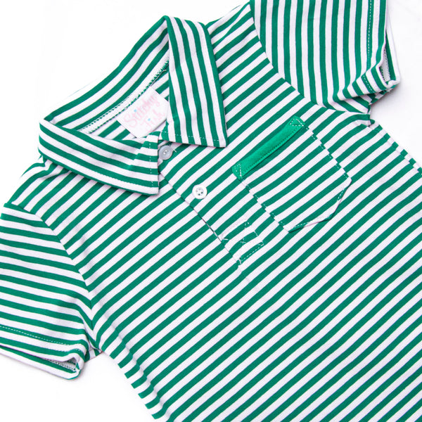 Wesley Short Set, Forest Green Stripe