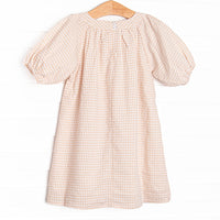 Judith Pocket Dress, Tan Gingham