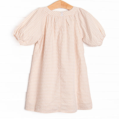 Judith Pocket Dress, Tan Gingham
