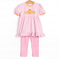Pumpkin Party Applique Legging Set, Pink