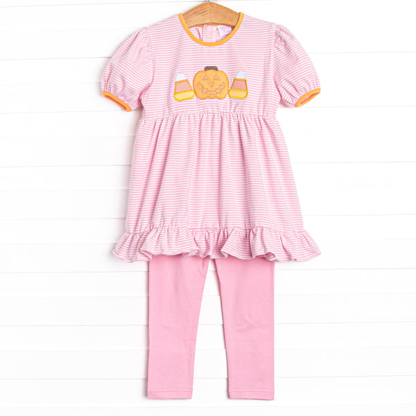 Pumpkin Party Applique Legging Set, Pink
