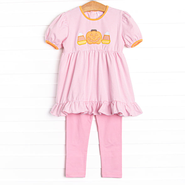 Pumpkin Party Applique Legging Set, Pink