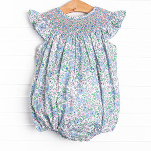Perfect Petals Smocked Bubble, Blue