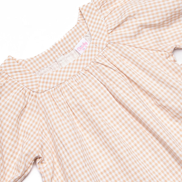 Judith Pocket Dress, Tan Gingham