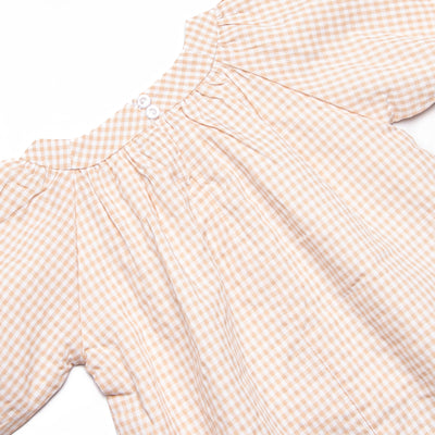 Judith Pocket Dress, Tan Gingham