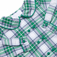 Bleu: Clark Classic Long Sleeve Short Set, Blue and Green Plaid