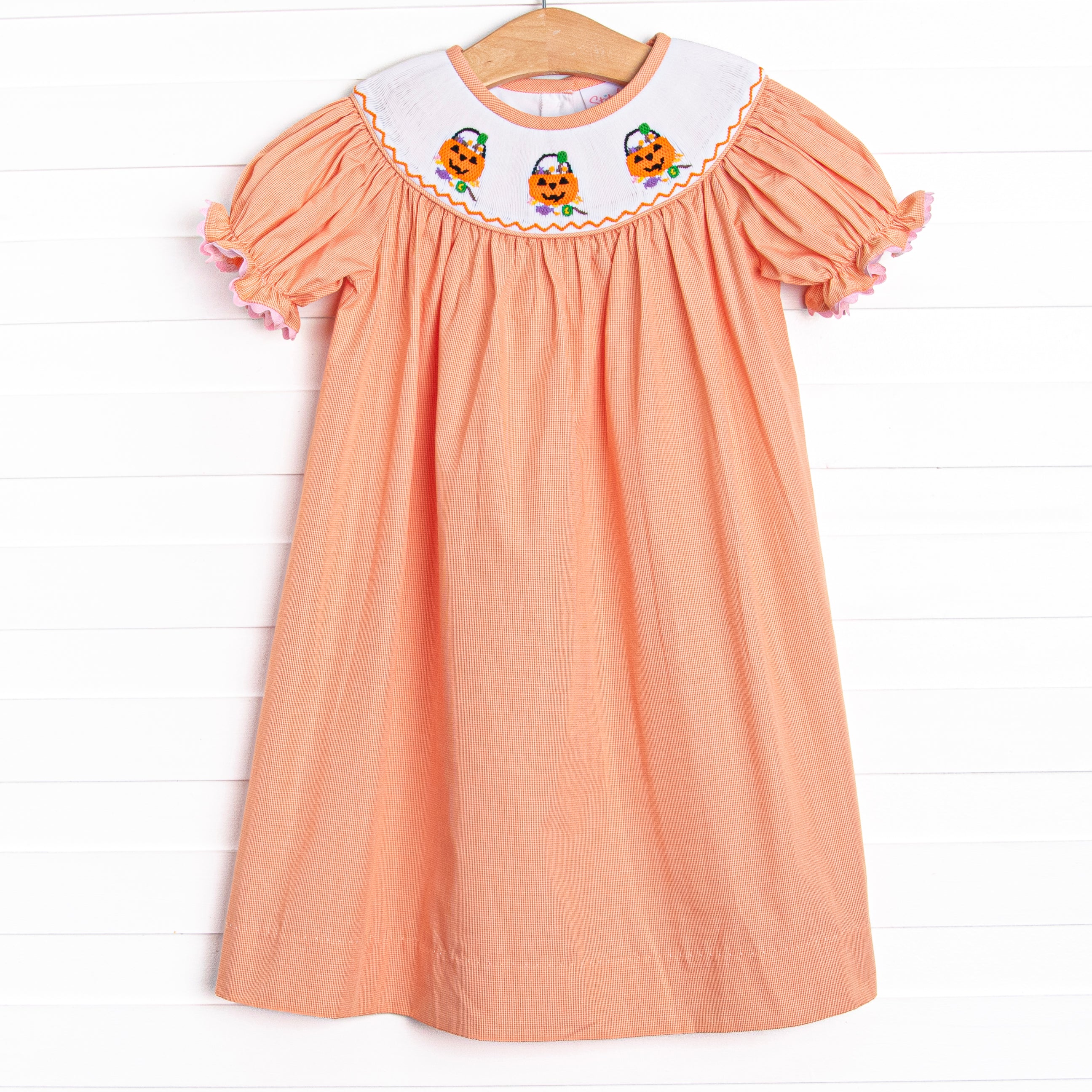 Sugar Overload Smocked Bishop Dress, Orange Stitchy Fish Sugar Overload Smocked Bishop Dress, Orange Stitchy Fish