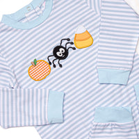 Creepy Critter Applique Romper, Blue