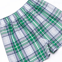 Bleu: Clark Classic Long Sleeve Short Set, Blue and Green Plaid