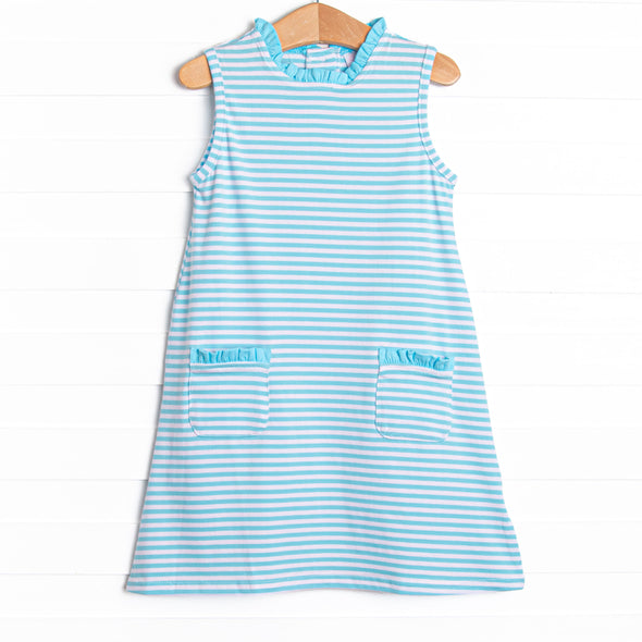 Grace Pocket Dress, Aqua Stripe