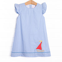 Nautical Navigator Applique Dress, Blue
