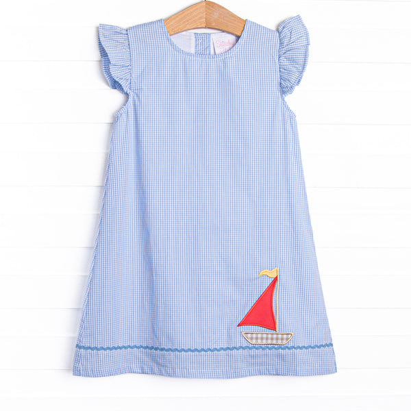 Nautical Navigator Applique Dress, Blue