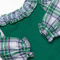 Bleu: Cordelia Smocked Bubble Set, Blue and Green Plaid