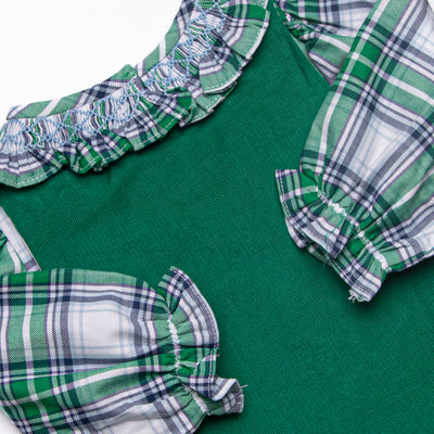 Bleu: Cordelia Smocked Bubble Set, Blue and Green Plaid
