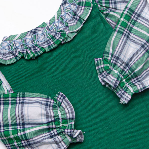 Bleu: Cordelia Smocked Bubble Set, Blue and Green Plaid