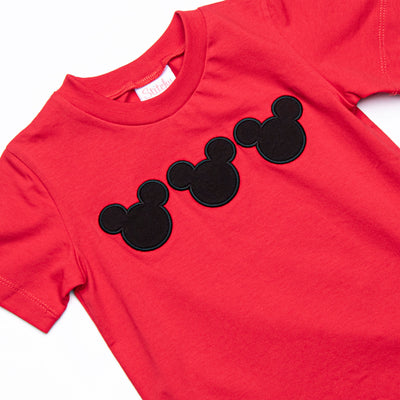 Classic Mouse Applique Short Set, Red