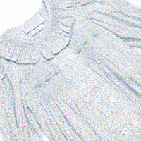 Bleu: Margaret Smocked Long Sleeve Bubble, Blue Floral