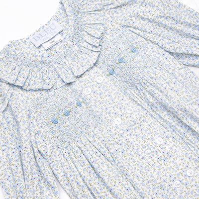 Bleu: Margaret Smocked Long Sleeve Bubble, Blue Floral