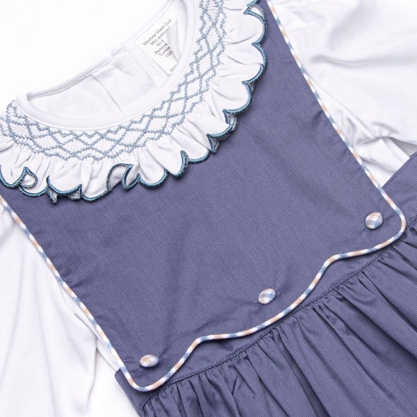 Bleu: Elise Smocked Long Sleeve Bubble Set, Navy and Tan Plaid