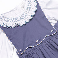 Bleu: Elise Smocked Long Sleeve Dress Set, Navy and Tan Plaid