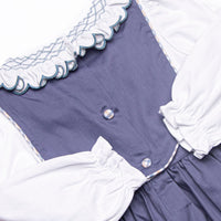 Bleu: Elise Smocked Long Sleeve Dress Set, Navy and Tan Plaid