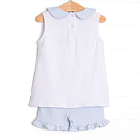 Sail's Up Applique Ruffle Short Set, Blue