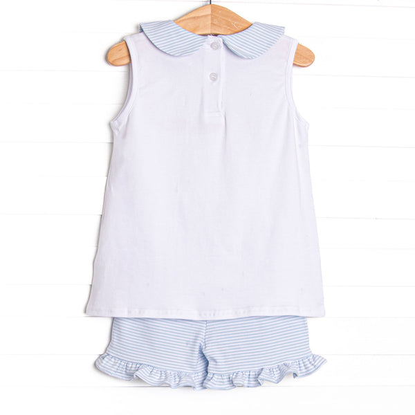 Sail's Up Applique Ruffle Short Set, Blue