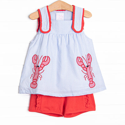 Crustacean Cutie Applique Short Set, Blue