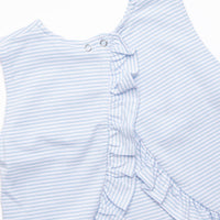Gingham Goldfish Applique Ruffle Short Set, Blue