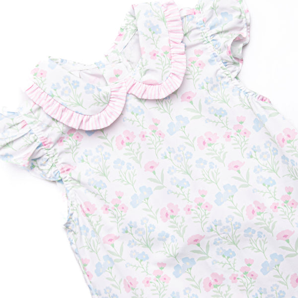 Sweet Pea Seersucker Ruffle Short Set, Pink