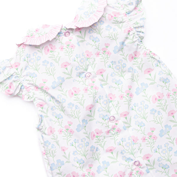 Sweet Pea Seersucker Ruffle Short Set, Pink