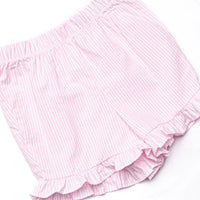 Sweet Pea Seersucker Ruffle Short Set, Pink