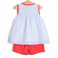 Crustacean Cutie Applique Short Set, Blue