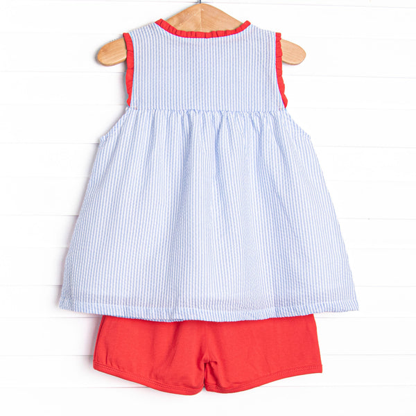 Crustacean Cutie Applique Short Set, Blue