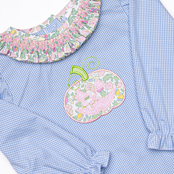 Frightening Florals Applique Diaper Set, Blue