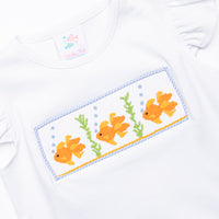 Goldfish Gal Smocked Ruffle Short Set, Blue
