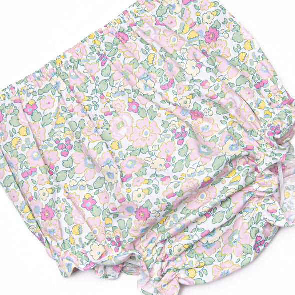 Frightening Florals Applique Diaper Set, Blue