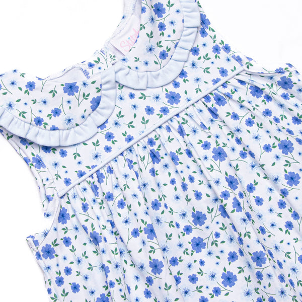 Pale Blooms Collared Dress, Blue