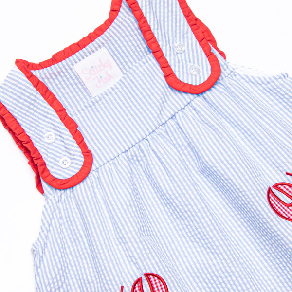 Crustacean Cutie Applique Short Set, Blue
